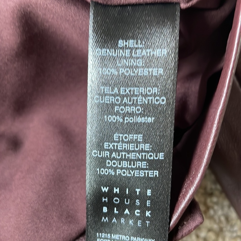 White House Black Market Burgundy Leather Jacket - Picture 5 of 5